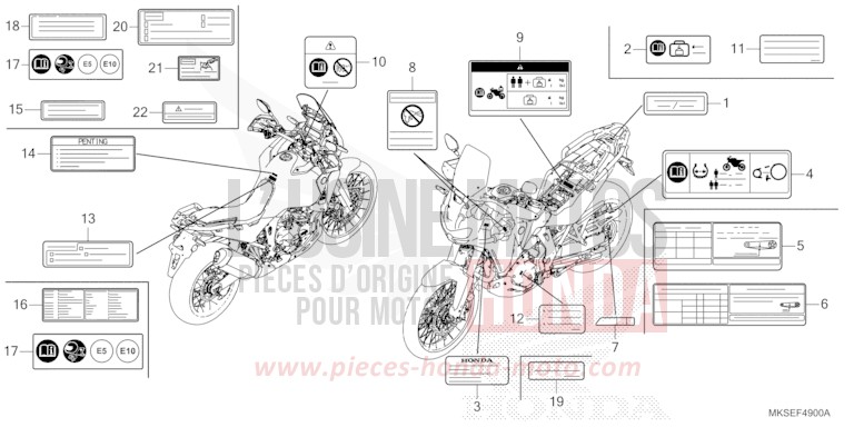 ETIQUETTE DE PRECAUTIONS de Africa Twin DCT GRAND PRIX RED (R380B) 2021